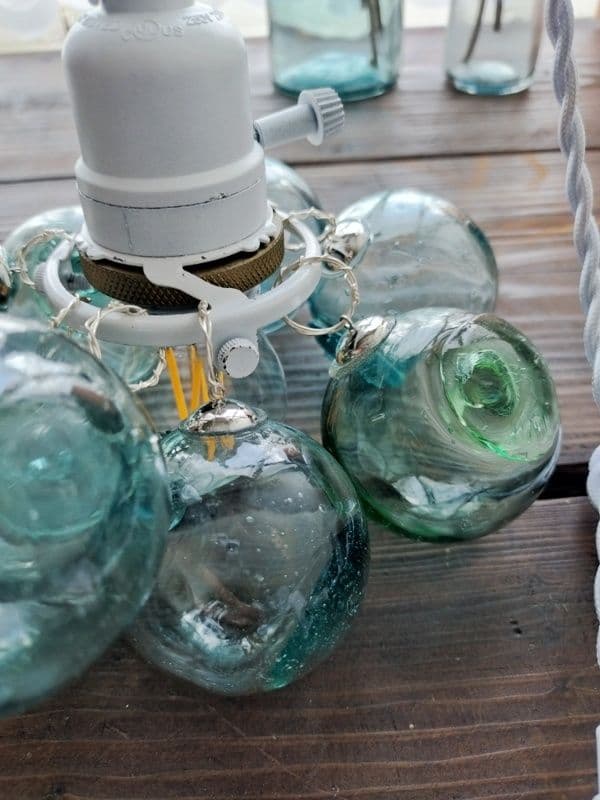 ビンテージバブルガラスランプベースホワイト