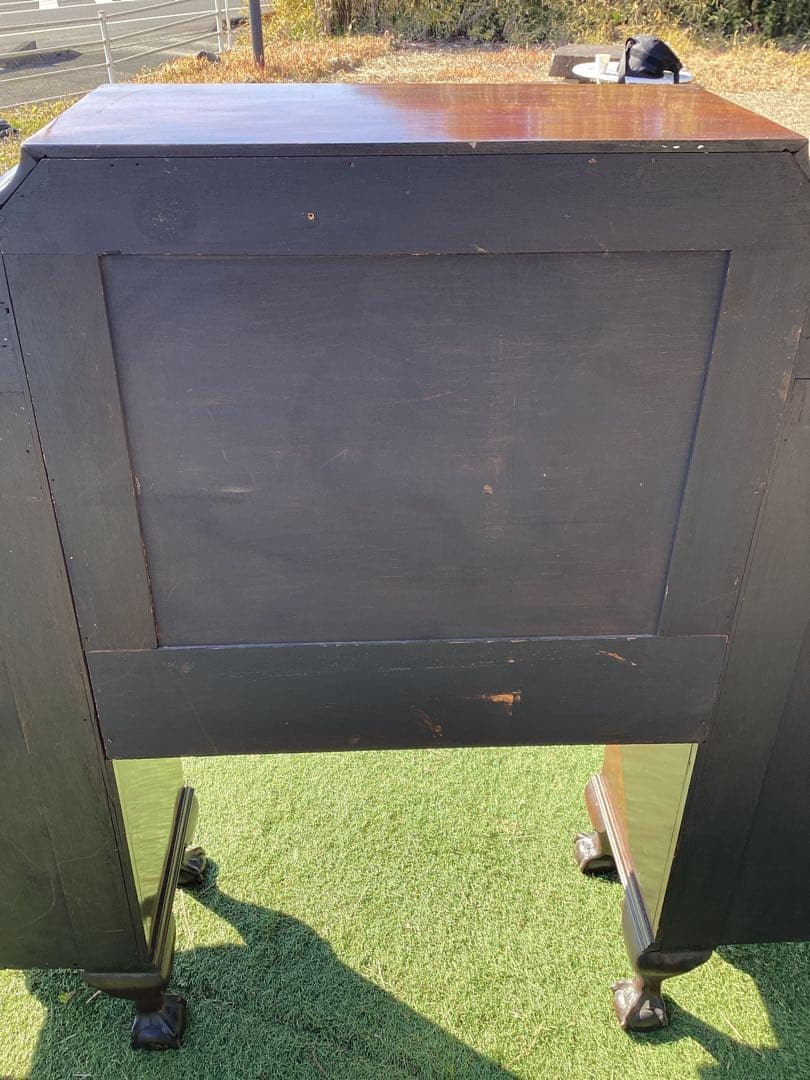 イギリスアンティーク　サイドbyサイド　キャビネット　Wビューロー