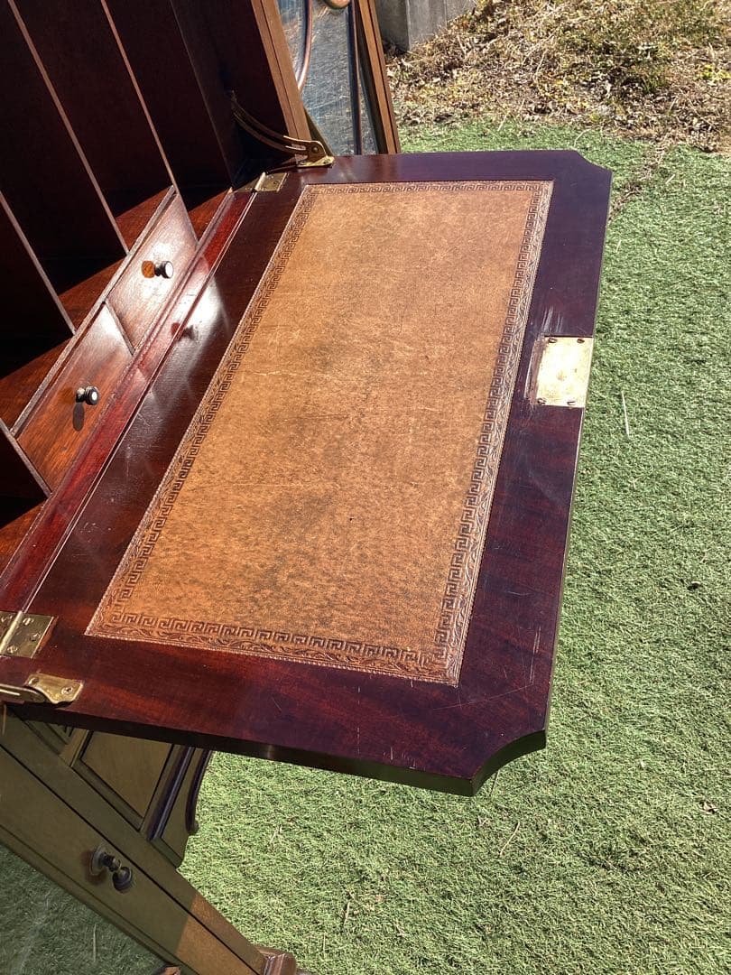 イギリスアンティーク　サイドbyサイド　キャビネット　Wビューロー