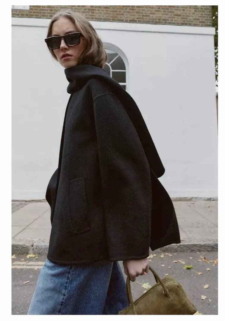 ZARA ウール ショートスカーフコート　M