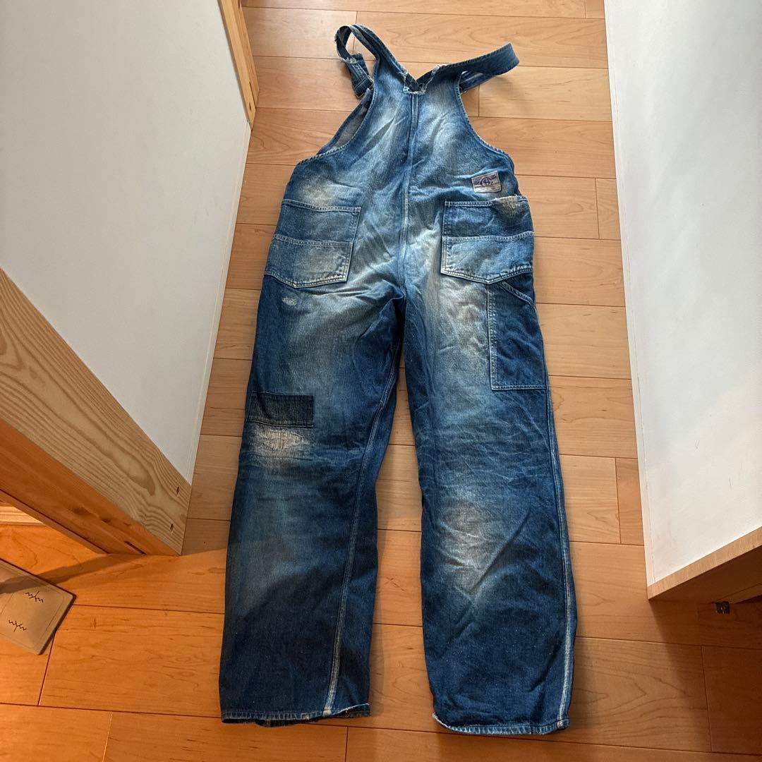 ユニオンサプライ/ブルー ダメージ加工オーバーオール 東洋