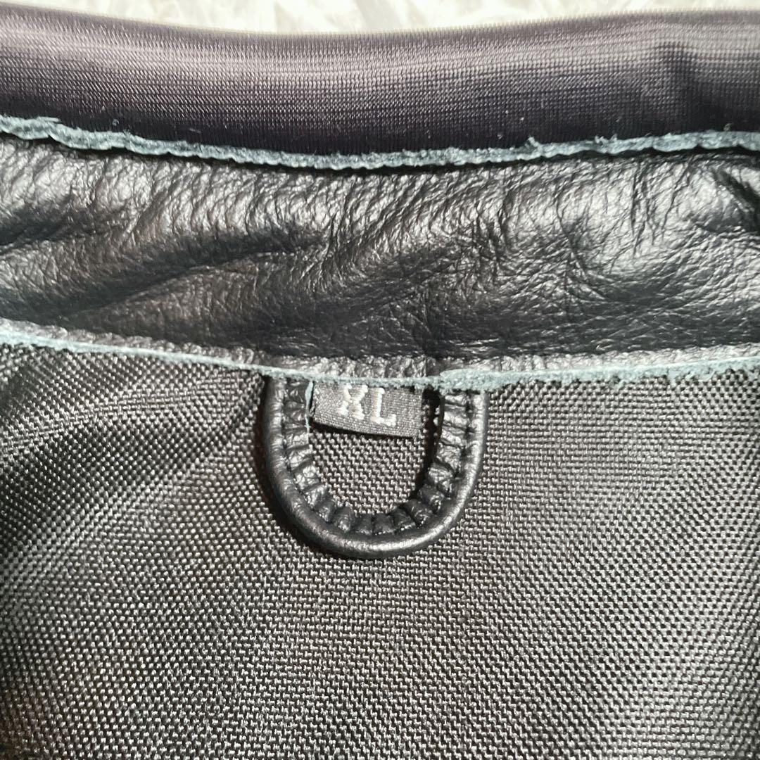 極美品　ライダースジャケット　本革　レザー　ブラック　黒　XL パッド入り