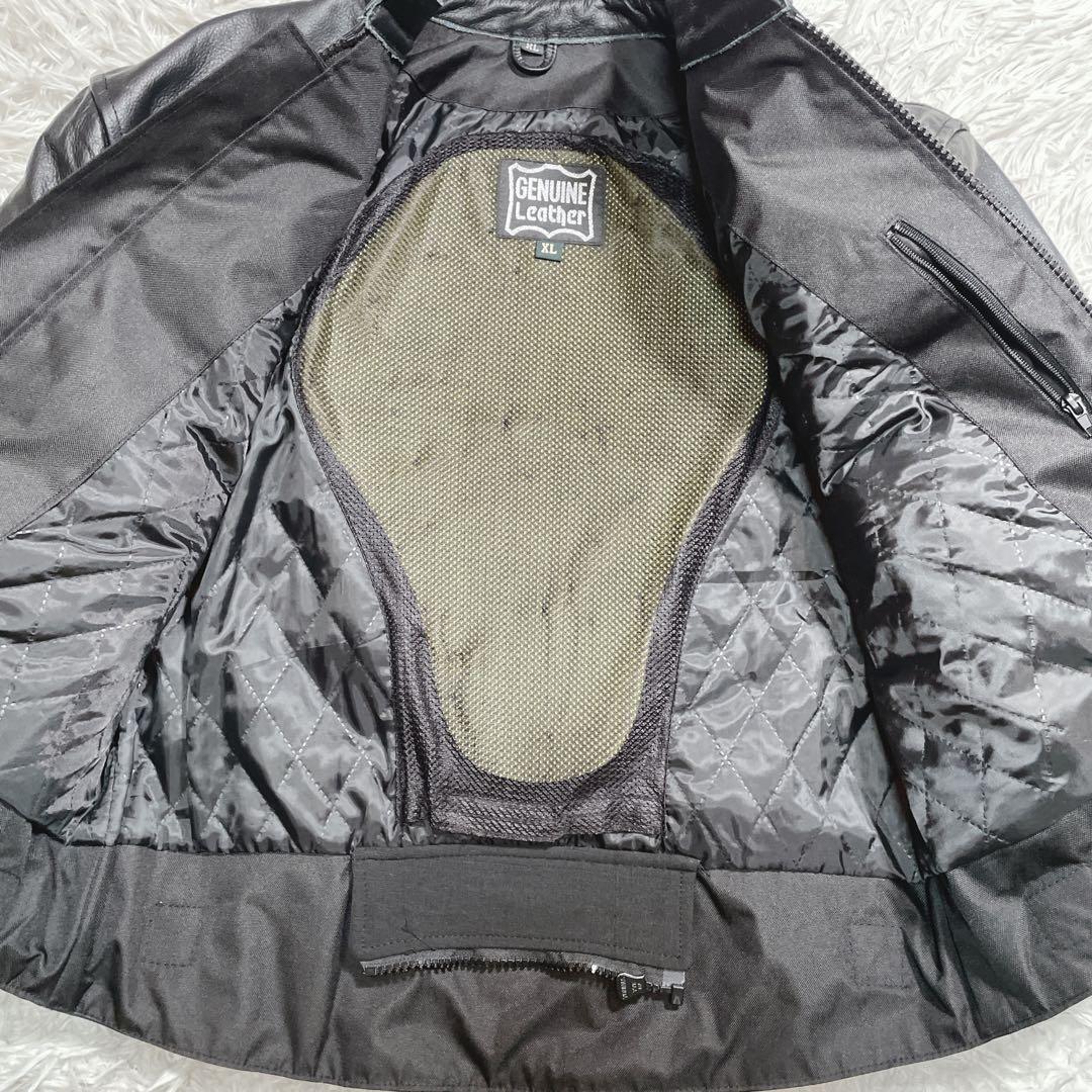 極美品　ライダースジャケット　本革　レザー　ブラック　黒　XL パッド入り