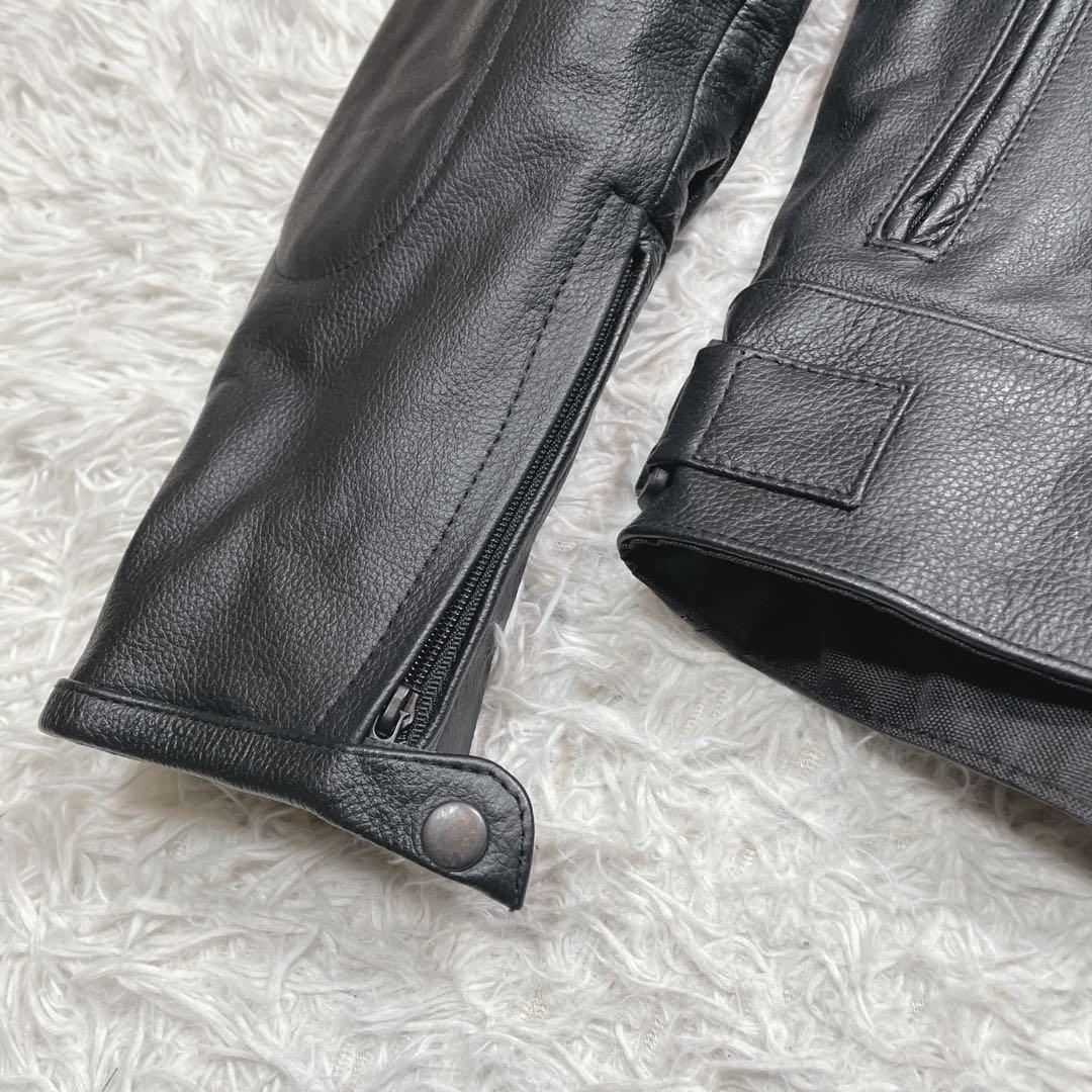 極美品　ライダースジャケット　本革　レザー　ブラック　黒　XL パッド入り