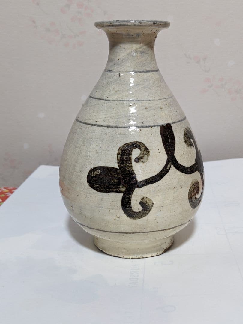 ♦朝鮮陶磁 鶏龍山 粉青沙器 鉄絵刷毛目徳利 酒器 置物飾り 古美術骨董品