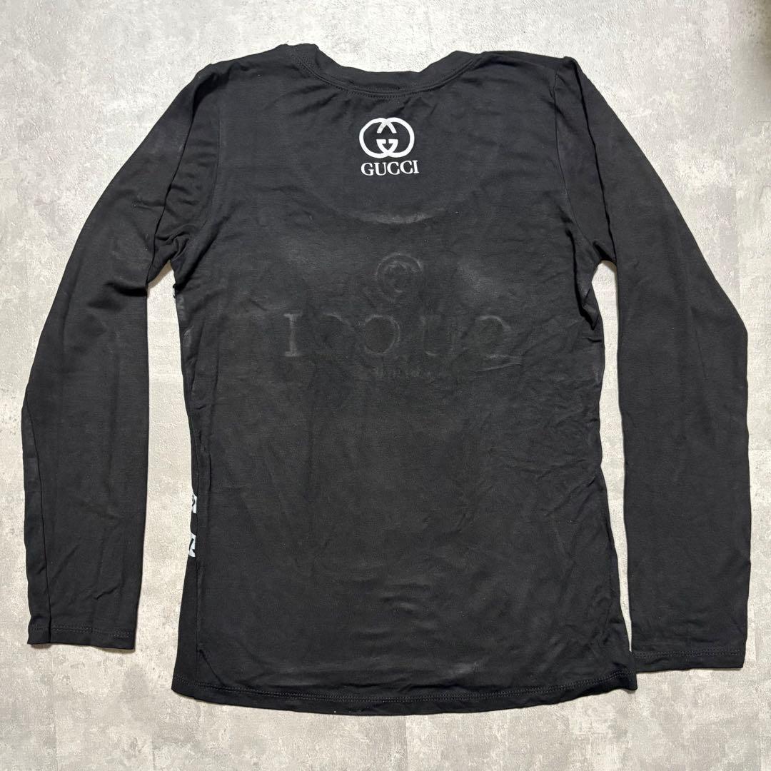 GUCCI ロゴプリント 長袖Tシャツ ブラック