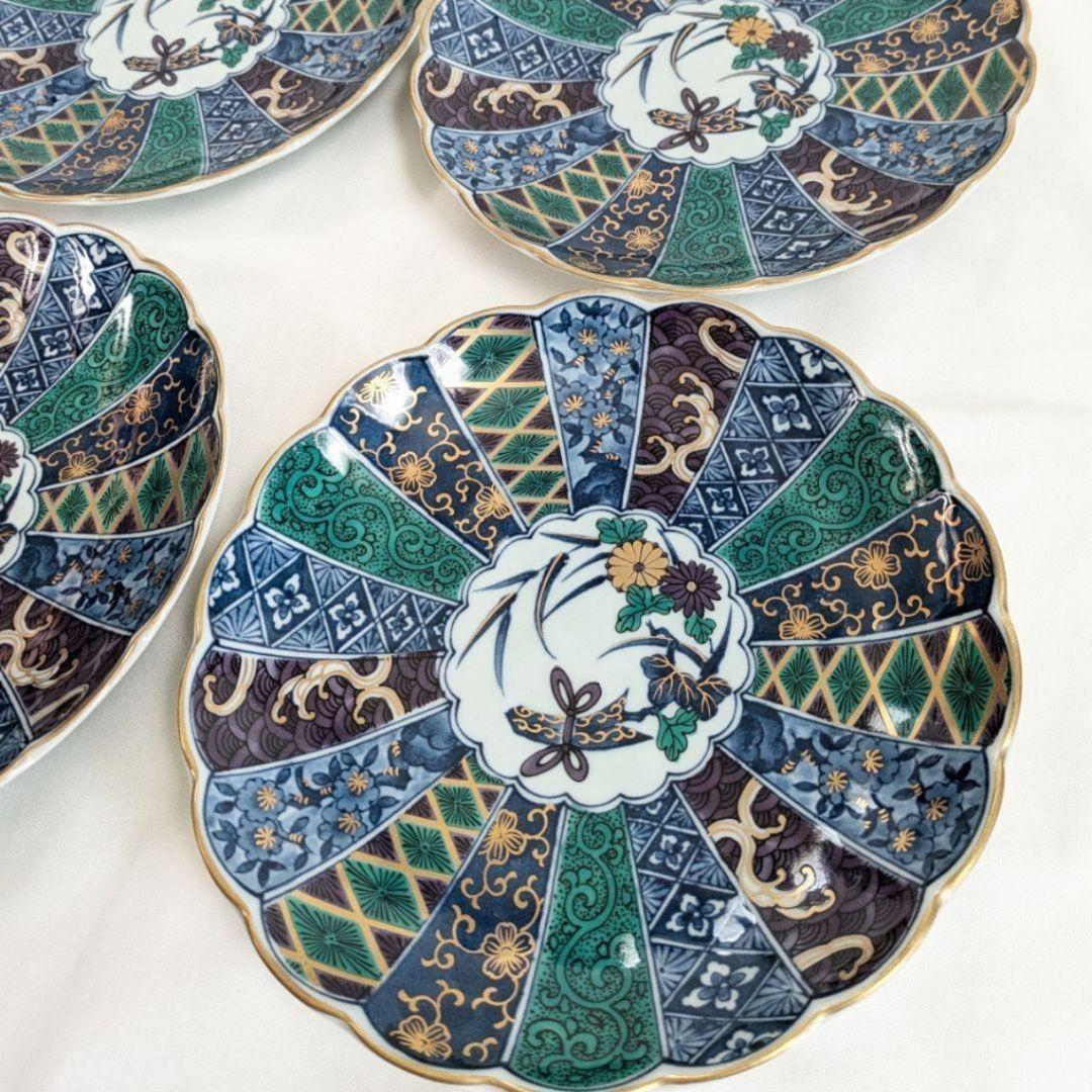 美濃焼 翔山 金彩錦絵 菊割皿 銘々皿 5枚セット しょうざん 第一陶器