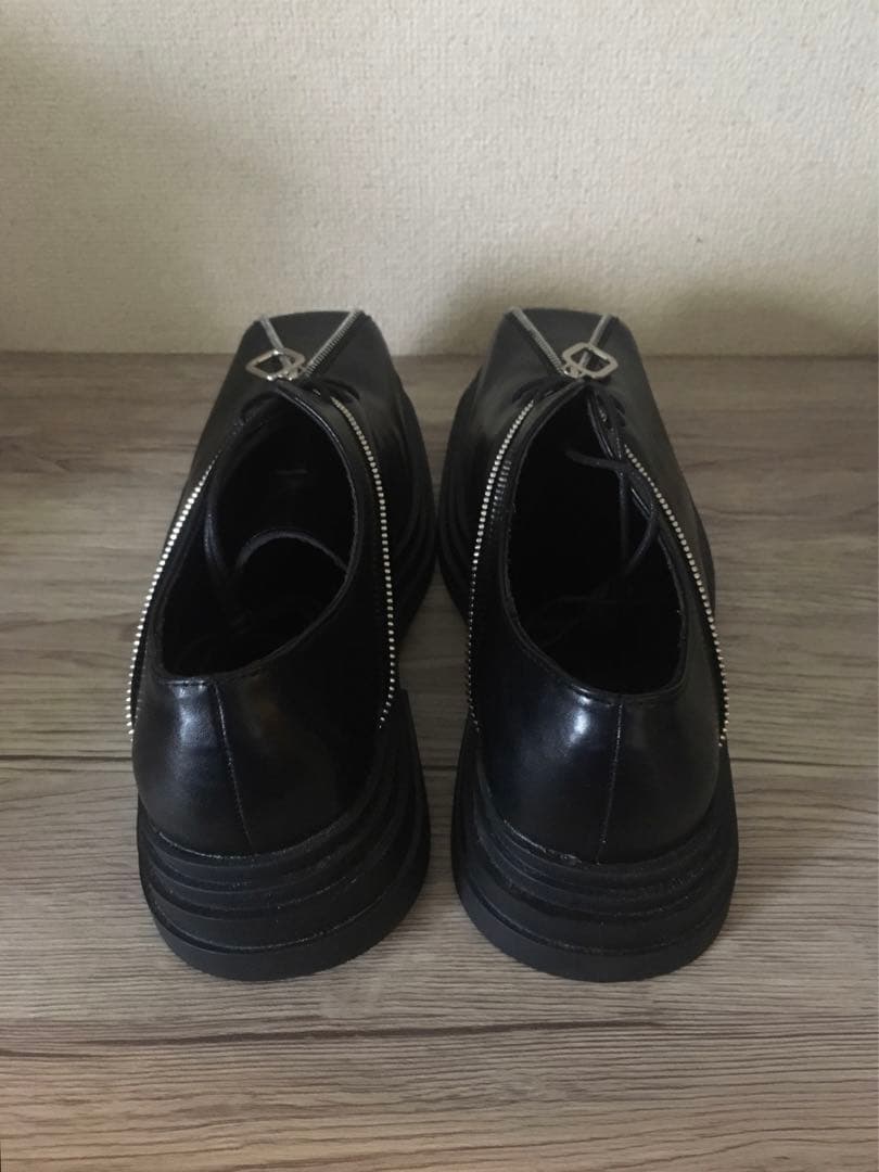 shoowtime ジップデザインスクエアトゥホールシューズ