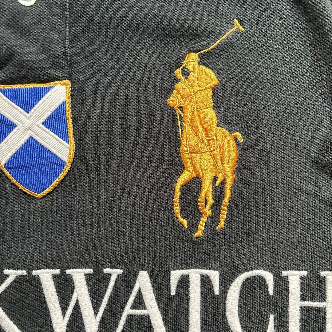 ラルフローレン　ポロシャツ　刺繍　ビッグポニー BLACKWATCH ブラック