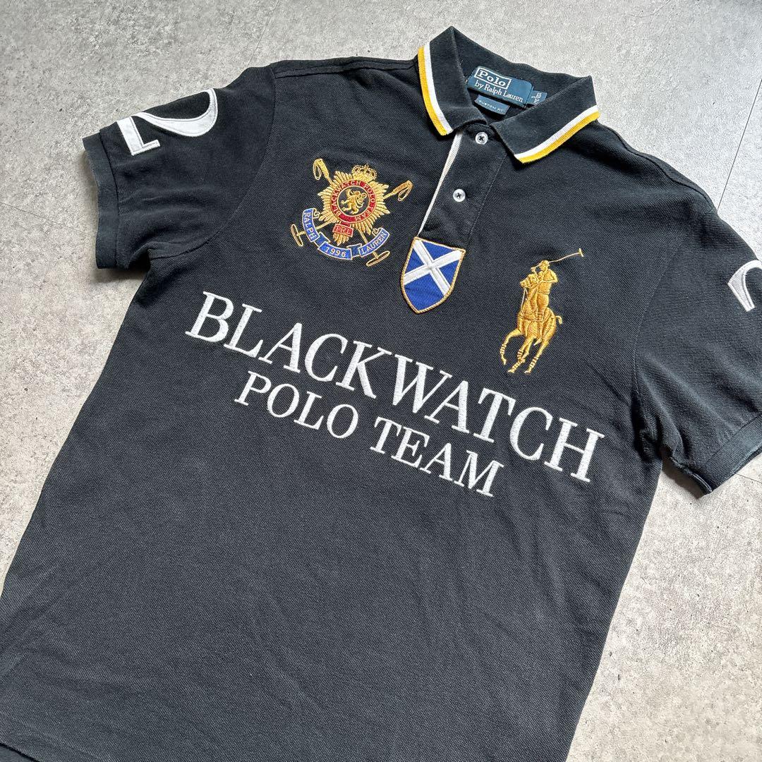 ラルフローレン　ポロシャツ　刺繍　ビッグポニー BLACKWATCH ブラック