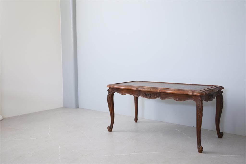 フランスアンティーク木製コーヒーテーブル/センターテーブル机/飾り棚(90-29