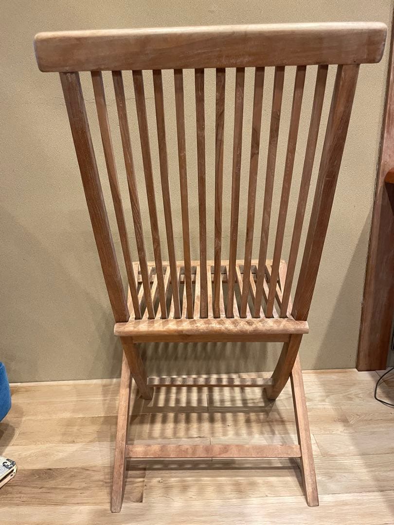 無垢スラットデザイン折りたたみ椅子　3脚セット