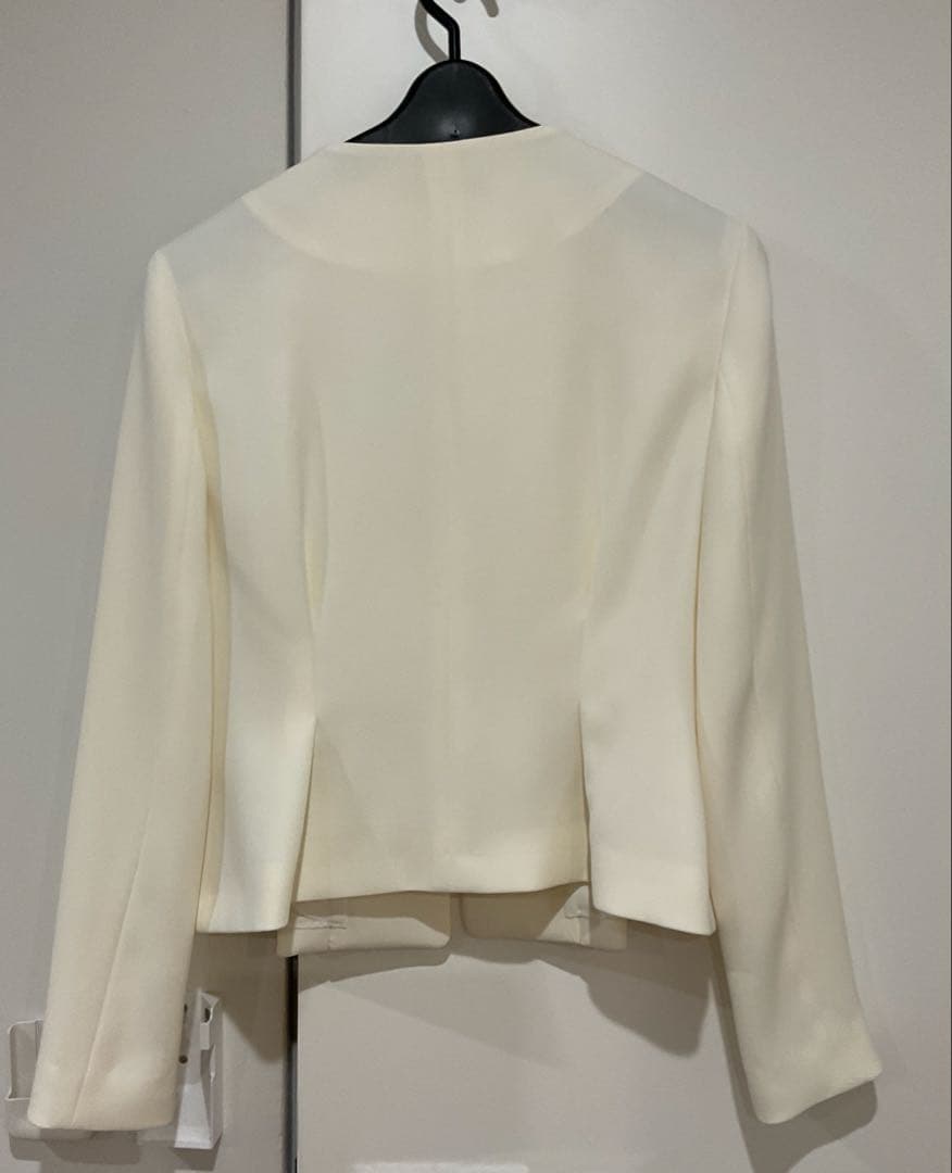 YOKO CHAN ホワイト　ノーカラージャケット 38