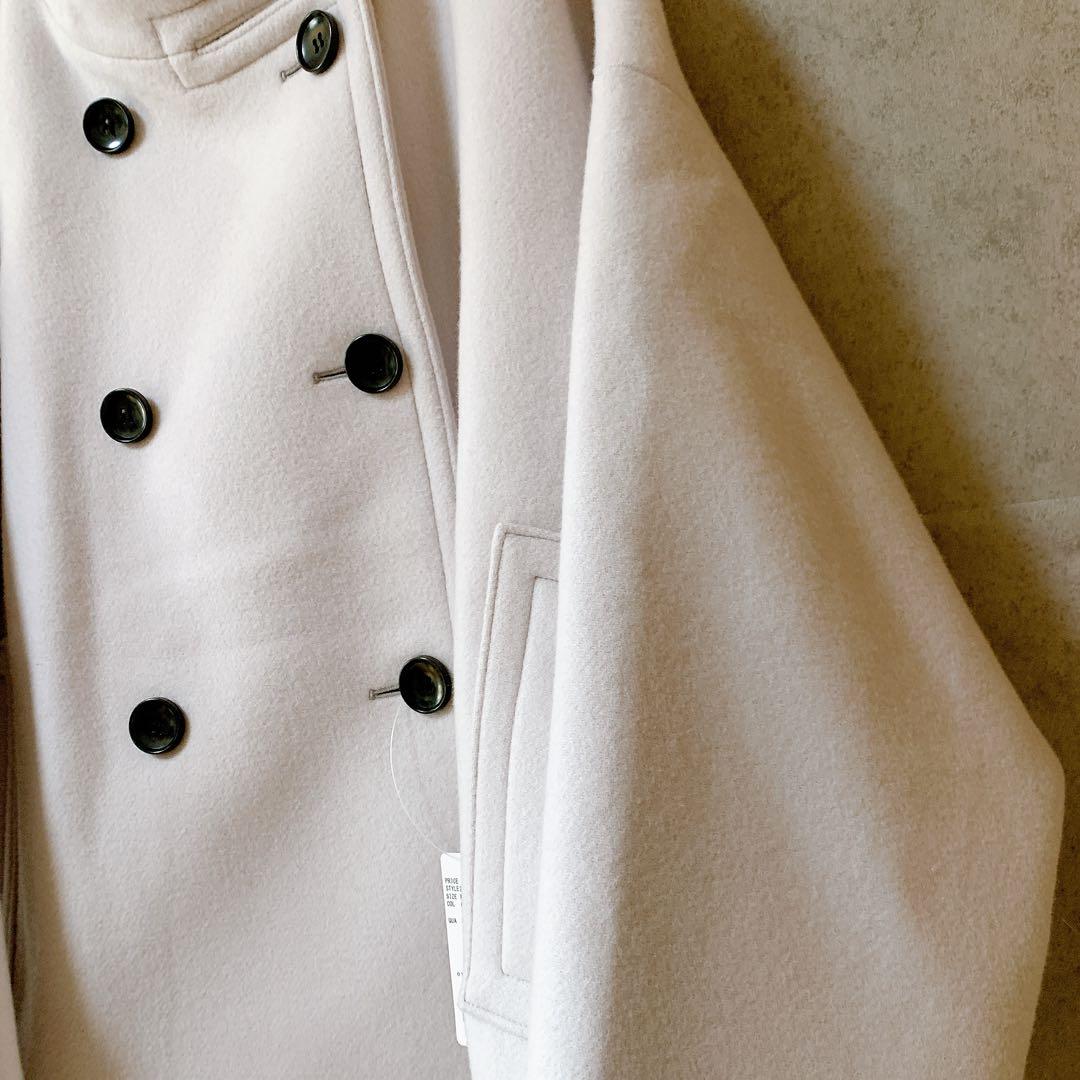 新品タグ付✨NOBLE スタンドカラーオーバーコート 完売色ベージュ 日本製 F