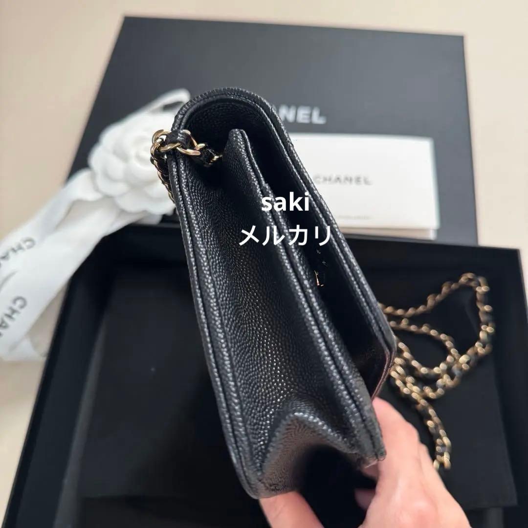 専用！新品に近い シャネル23A チェーンウォレット キャビア ブラック