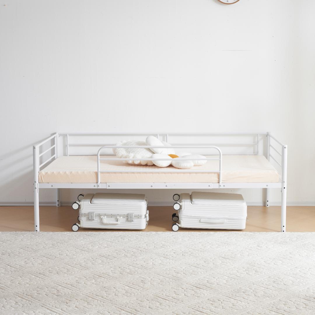 ロフトベッド　シングルサイズ　デスク付き　スチール製　北欧風　WHITE