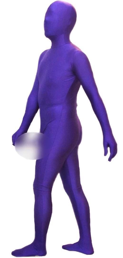 即購入OK。Lサイズパープル男性用凸仕様ゼンタイフルフェイスマスク全身タイツ