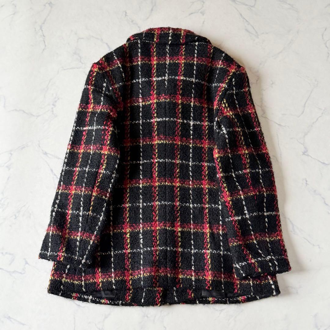 【希少】 アニエスベー フランス製 ウールジャケットコート ツイード チェック柄