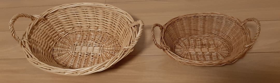 無印良品 ステンレスワイヤーバスケット　ラタン　藤　バスケット カゴ 収納雑貨