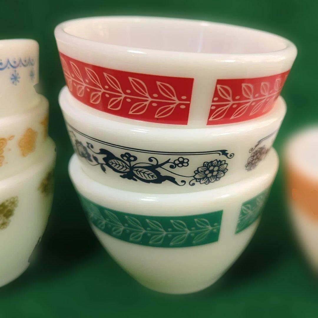 パイレックス コーニング ミルクガラス カスタードカップ 7個セット 1個欠け有