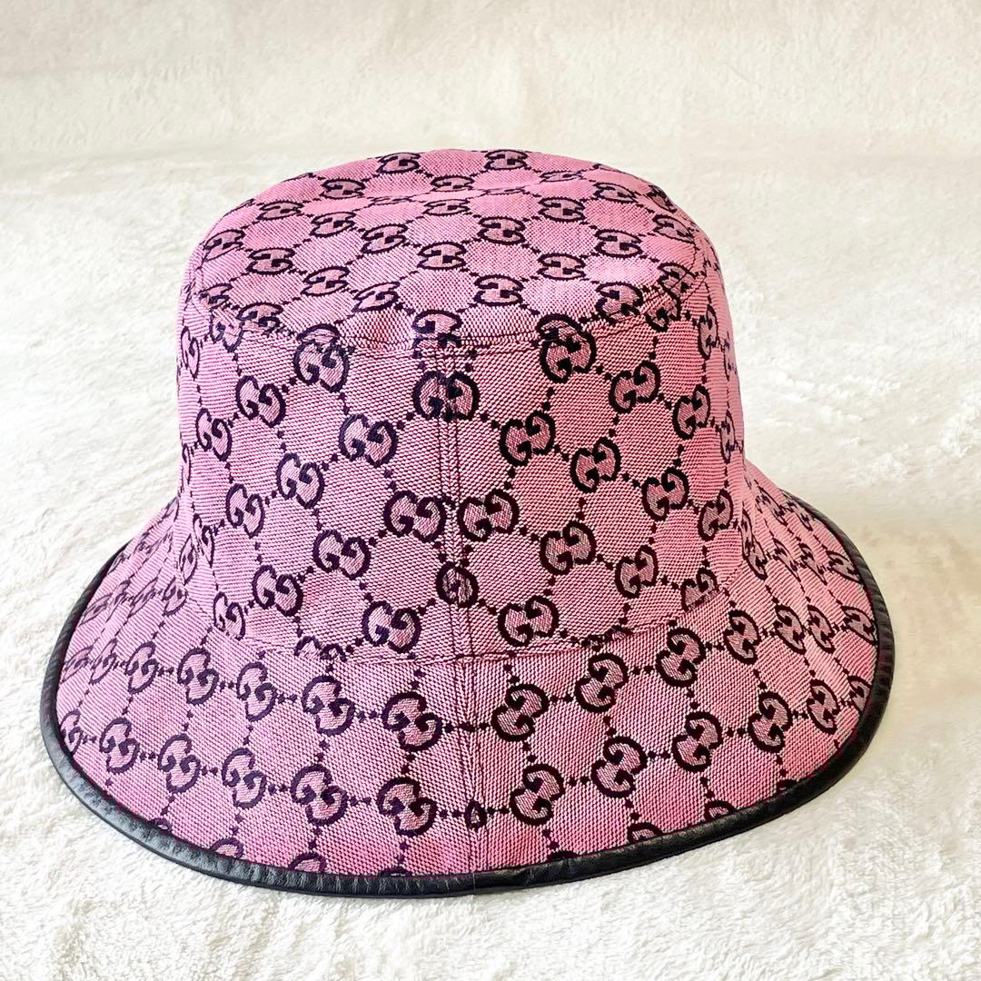 GUCCI GGキャンバス フェドラハット ハット ピンク L（58cm）