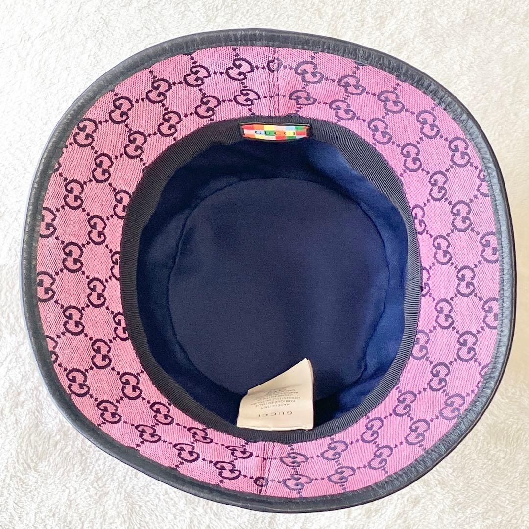 GUCCI GGキャンバス フェドラハット ハット ピンク L（58cm）
