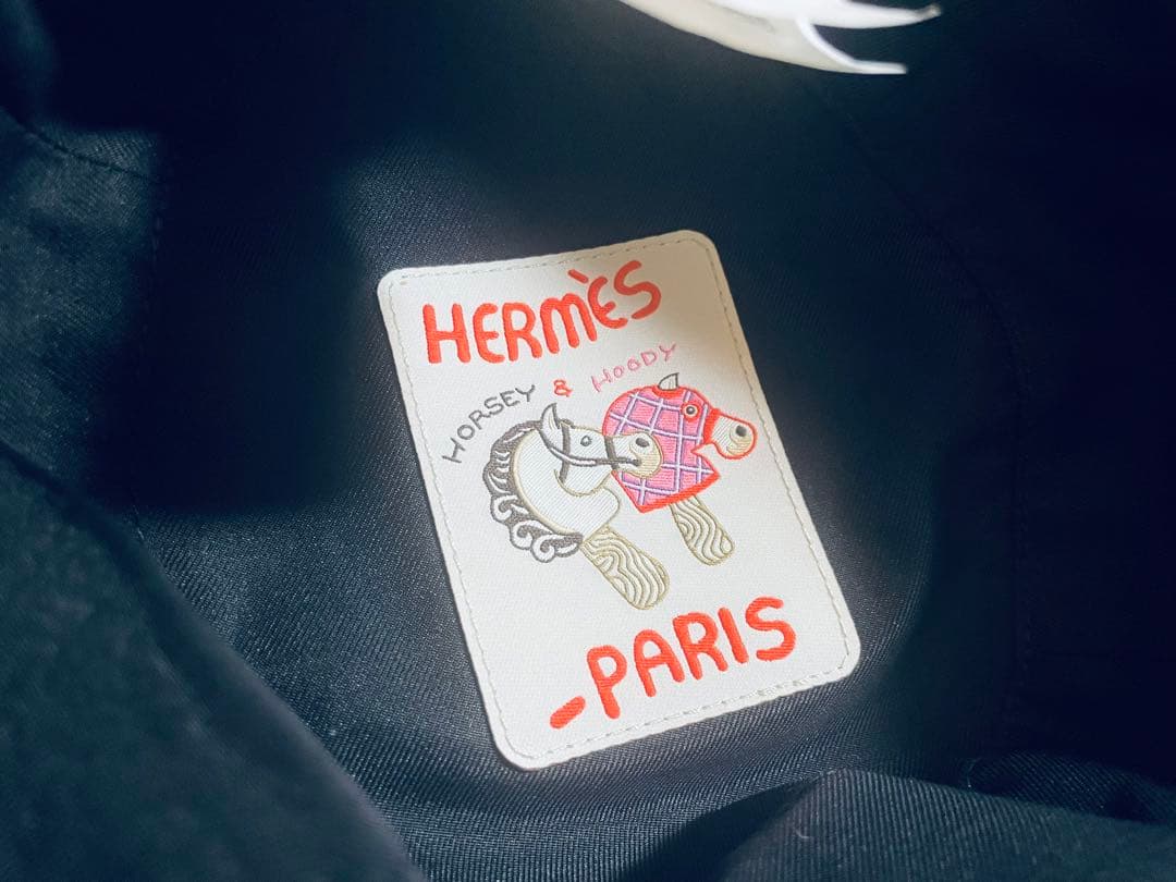 【未使用】エルメス 黒 ハット カルヴィ シーシェル 58