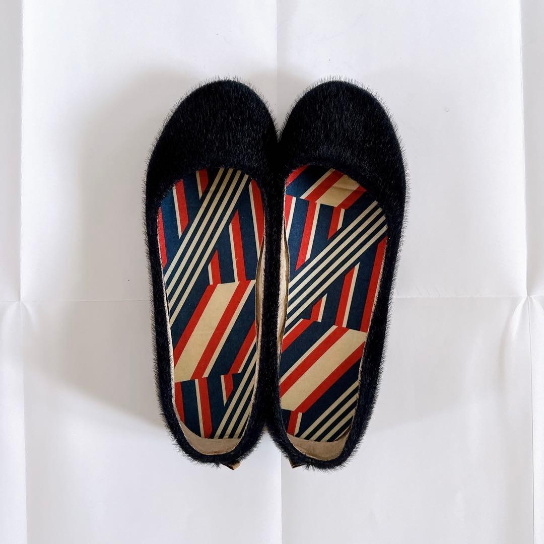 fs/ny バレエシューズ Sloop ネイビー　フェイクファー調