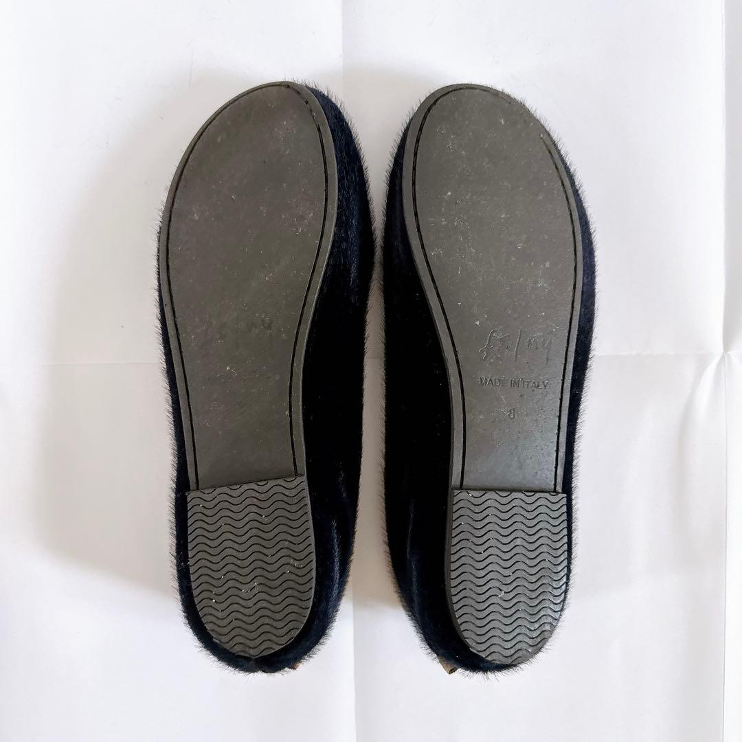 fs/ny バレエシューズ Sloop ネイビー　フェイクファー調