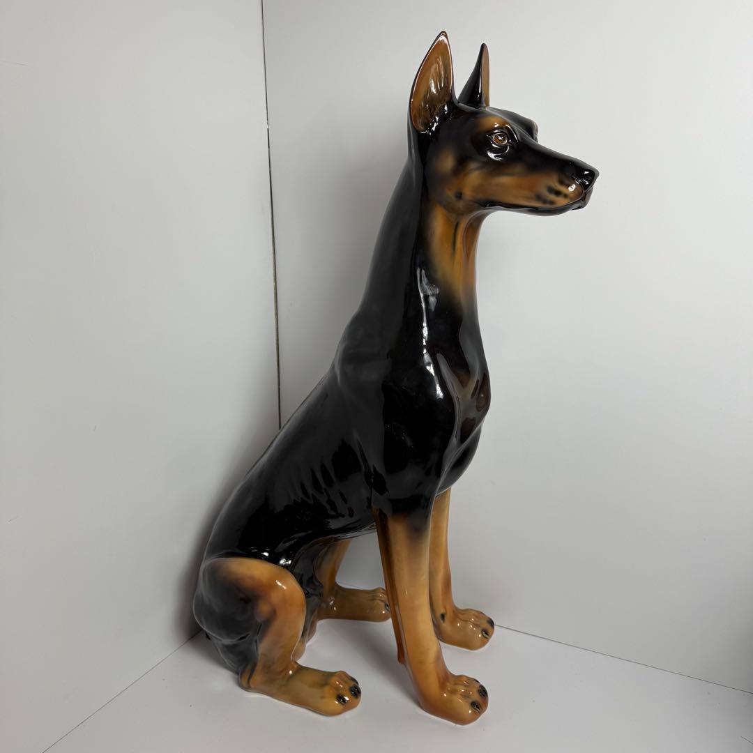 大型　ドーベルマン オブジェ　 置物 犬 陶器　ビンテージ　成犬