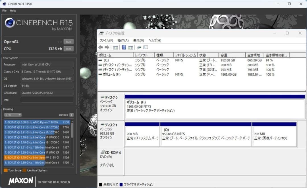 初期保証 Xeon W-2135 64G SSD1TB QuadroP2000