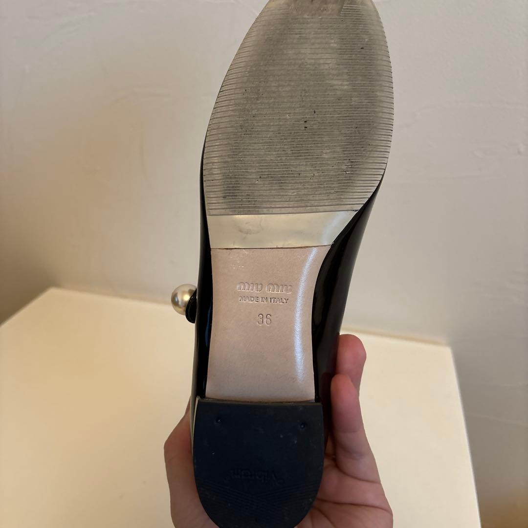 ミュウミュウ　定価100000黒 マリーヌスタイル フラットシューズ 36