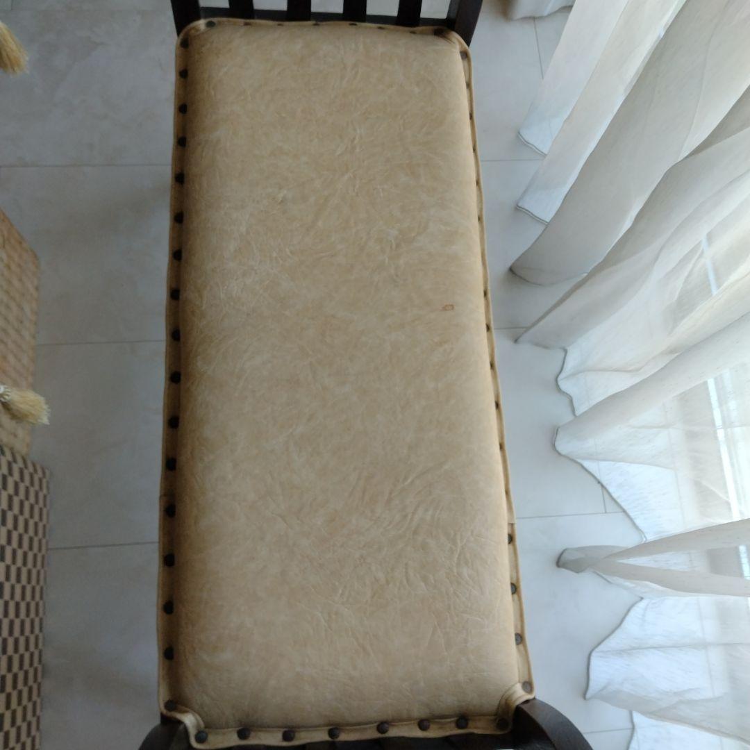 アジアンテイスト革張りベンチ