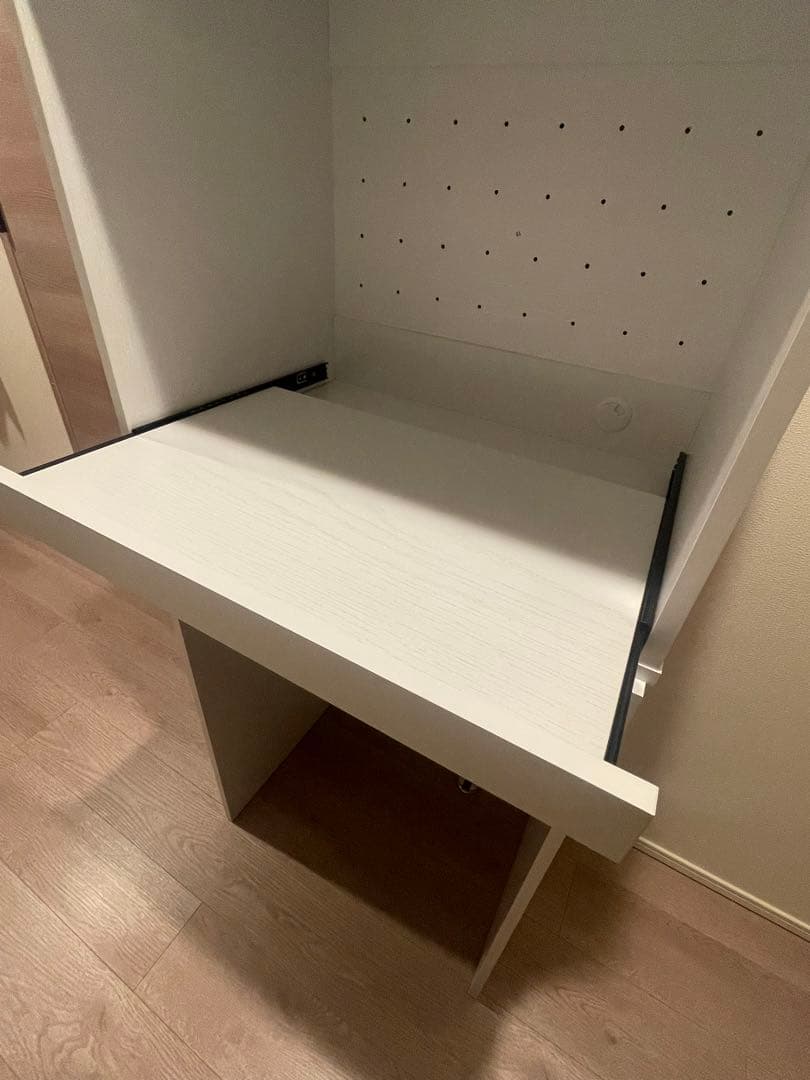 ホワイト 2段キッチンラック スライド棚付き