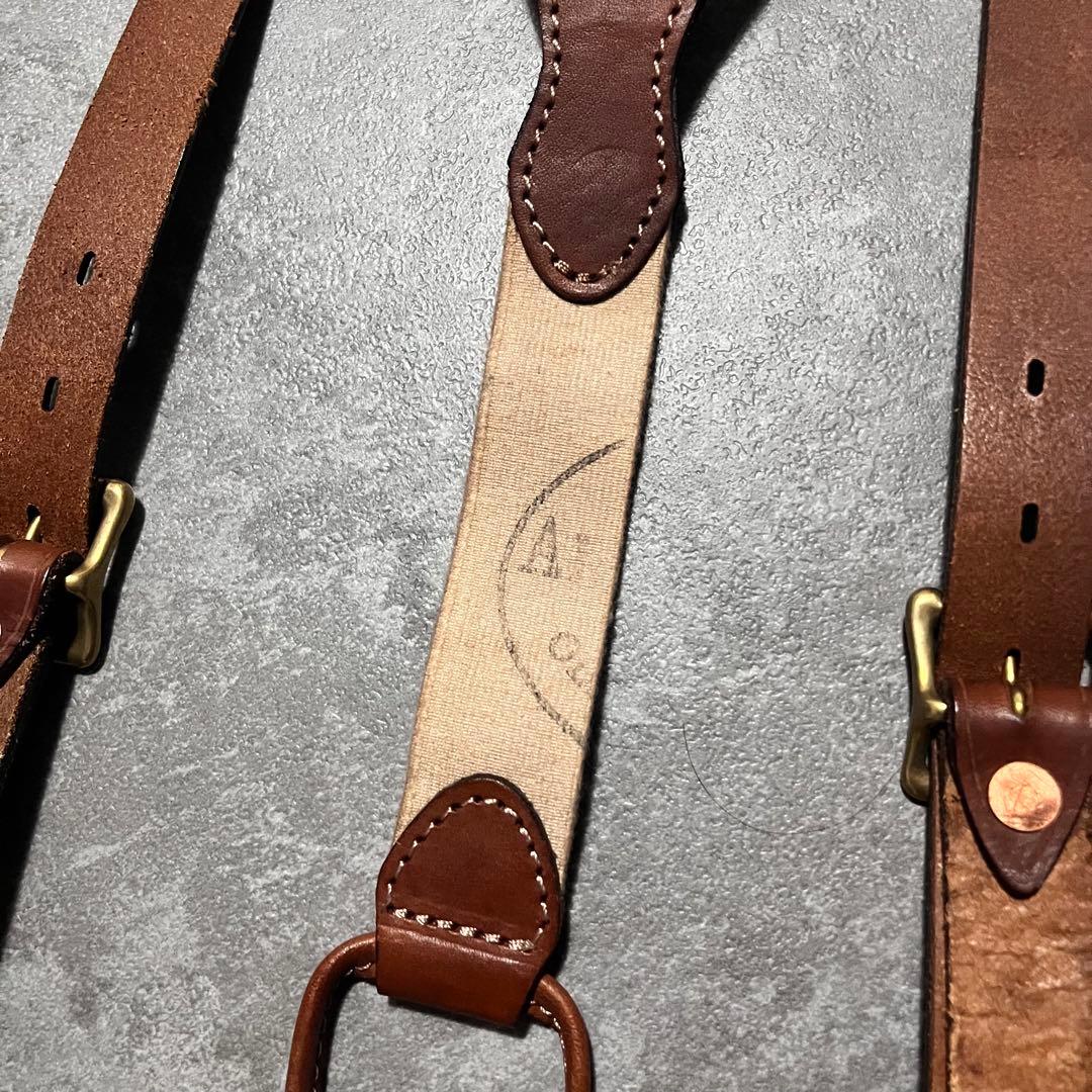 vasco ヴァスコ　サスペンダー　レザー　ブラウン　本革　金具　アメカジ　古着