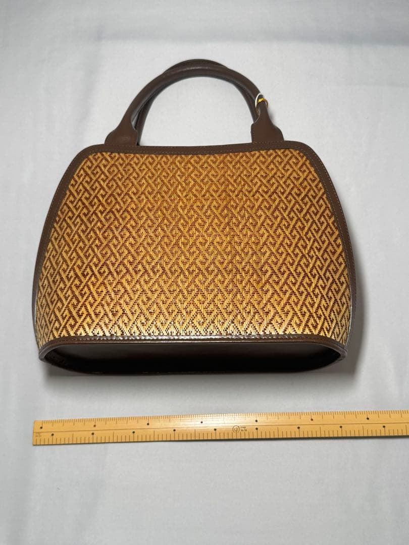 [新品] 千切屋　和装バッグ　手提げバッグ　茶色　洒落着　カジュアル　小紋　紬