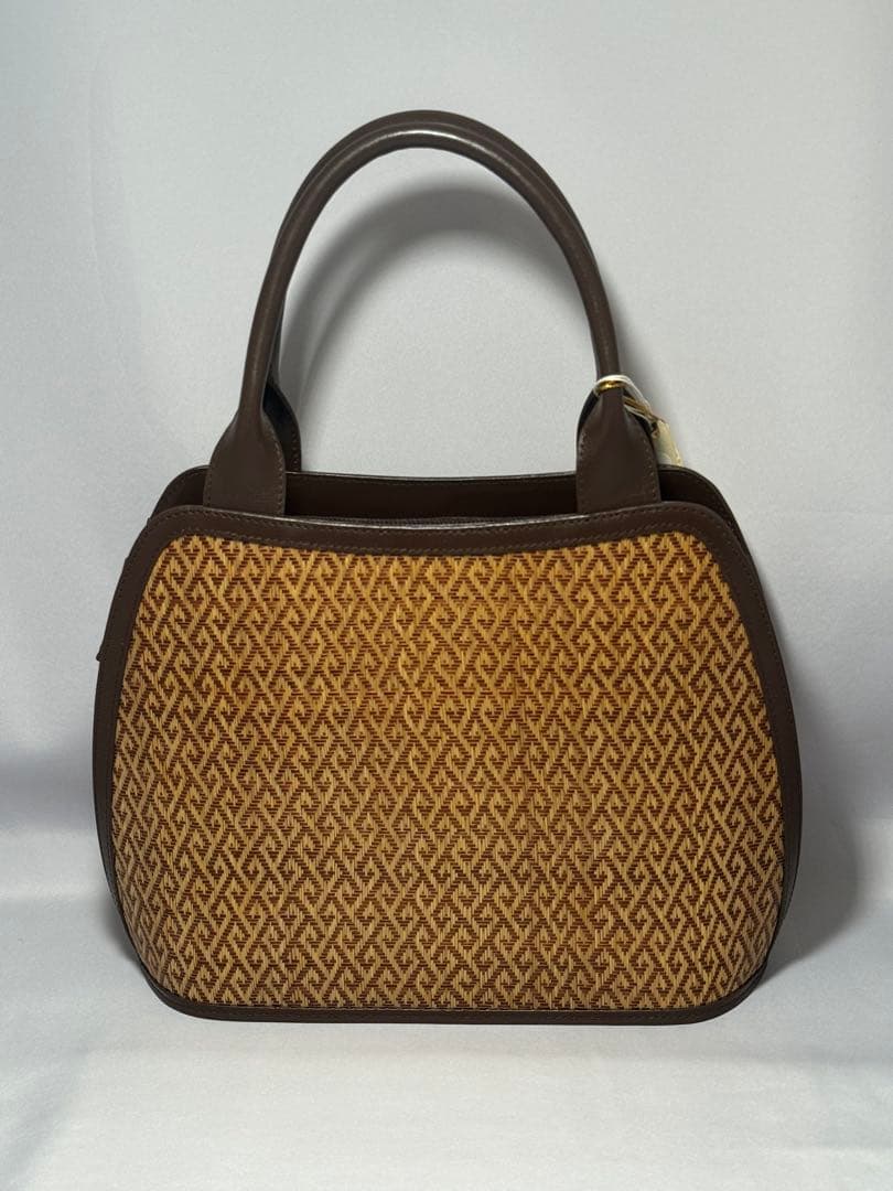 [新品] 千切屋　和装バッグ　手提げバッグ　茶色　洒落着　カジュアル　小紋　紬