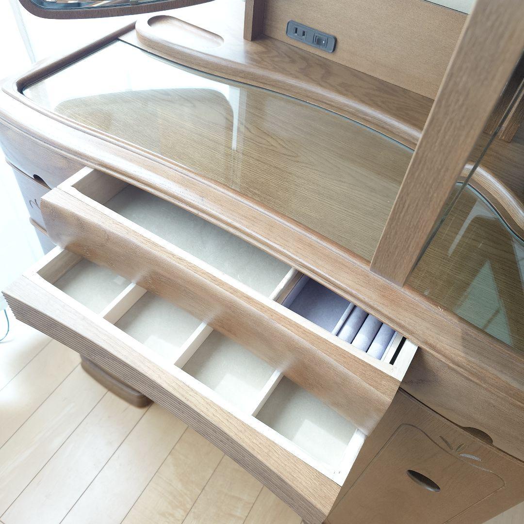 【送料込み】　天然木ドレッサー　鏡台　三面鏡　アンティーク　大塚化学　化粧台