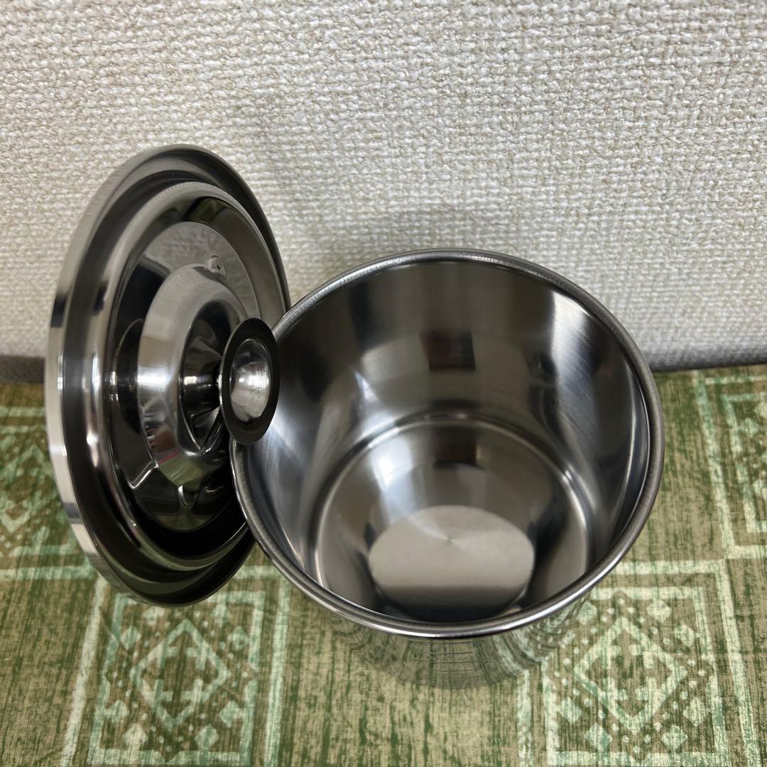 三宝産業 ステンレスラウンドキッチンポット 10cm／フタ付き・メモリ付き　8個