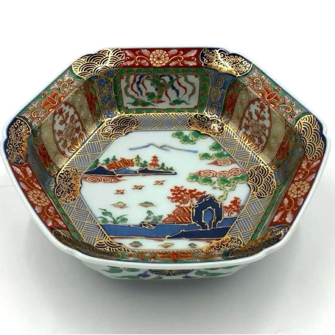 【☆素敵なお品☆】【新品】有田焼幸楽窯　錦色絵山水向付