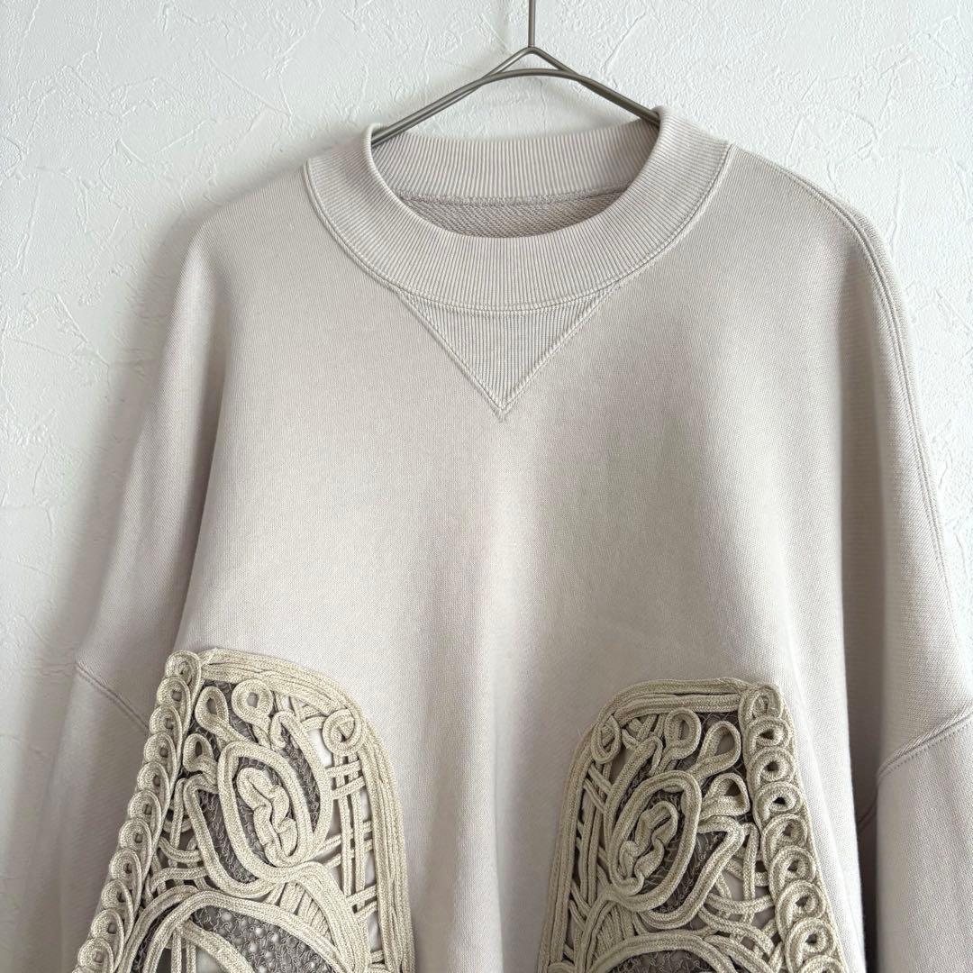 25SS 美品 マメクロゴウチ コード刺繍 スウェット トレーナー L