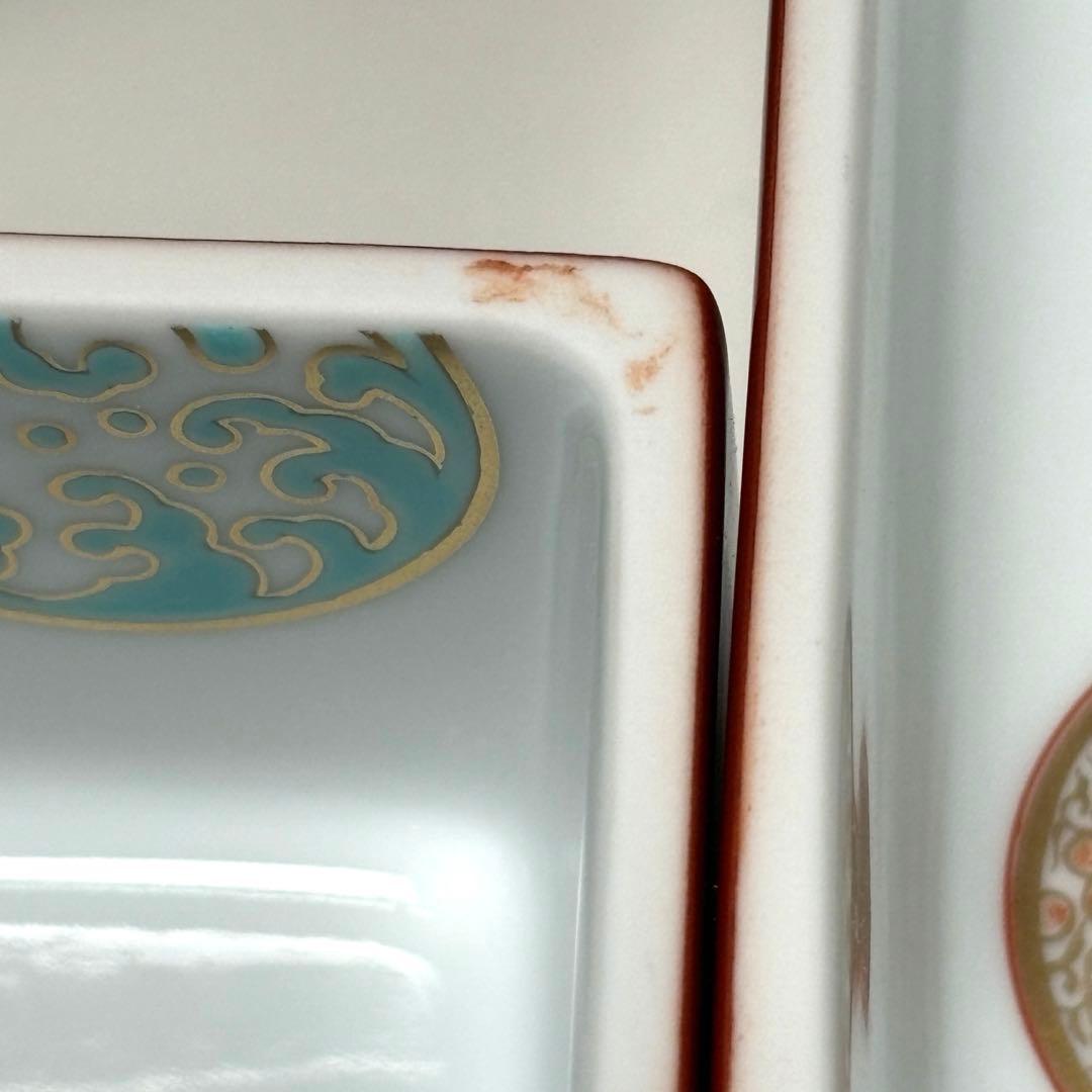 深川製磁　寿赤絵 角小二段重　宮内庁御用達　美品