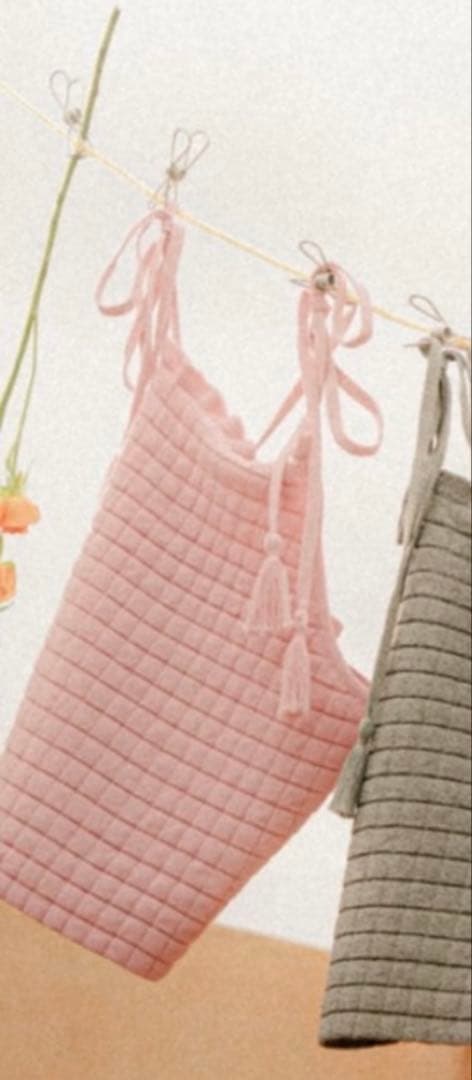 ピヌエ　スクエアジャガードニットキャミソール　福岡popup限定　ピンク