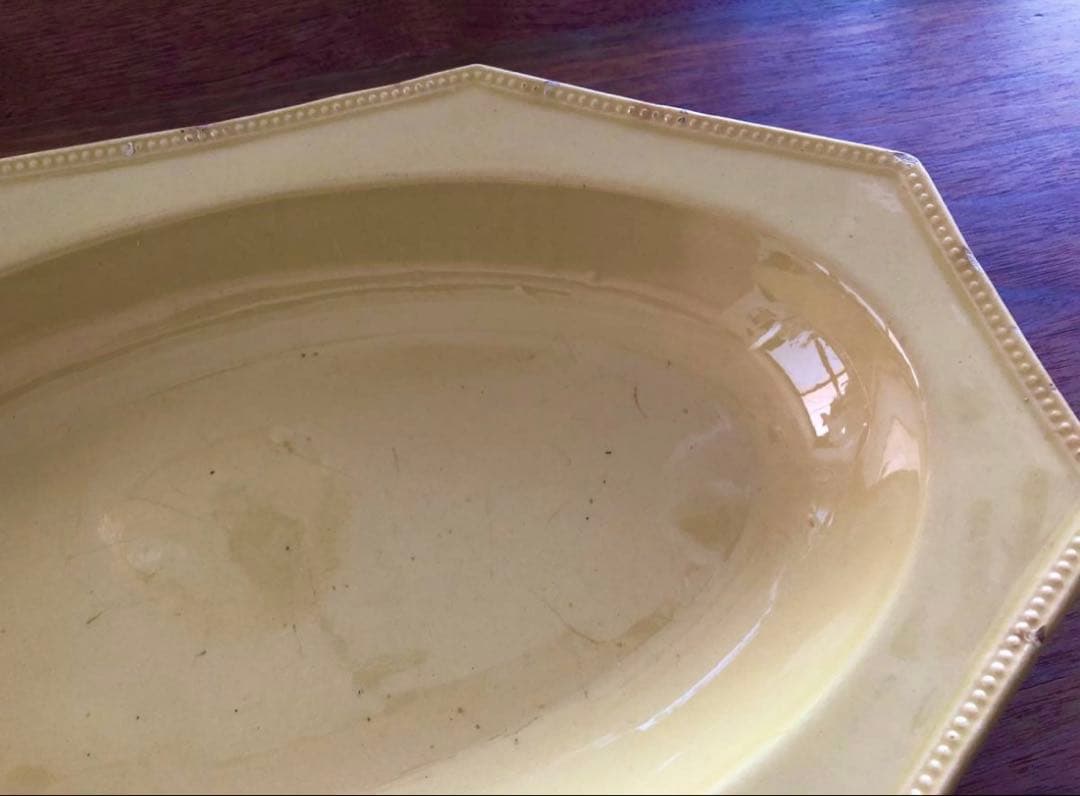 フランスアンティーク アプト APT 黄釉 八角 オーバル 深皿 オクトゴナル