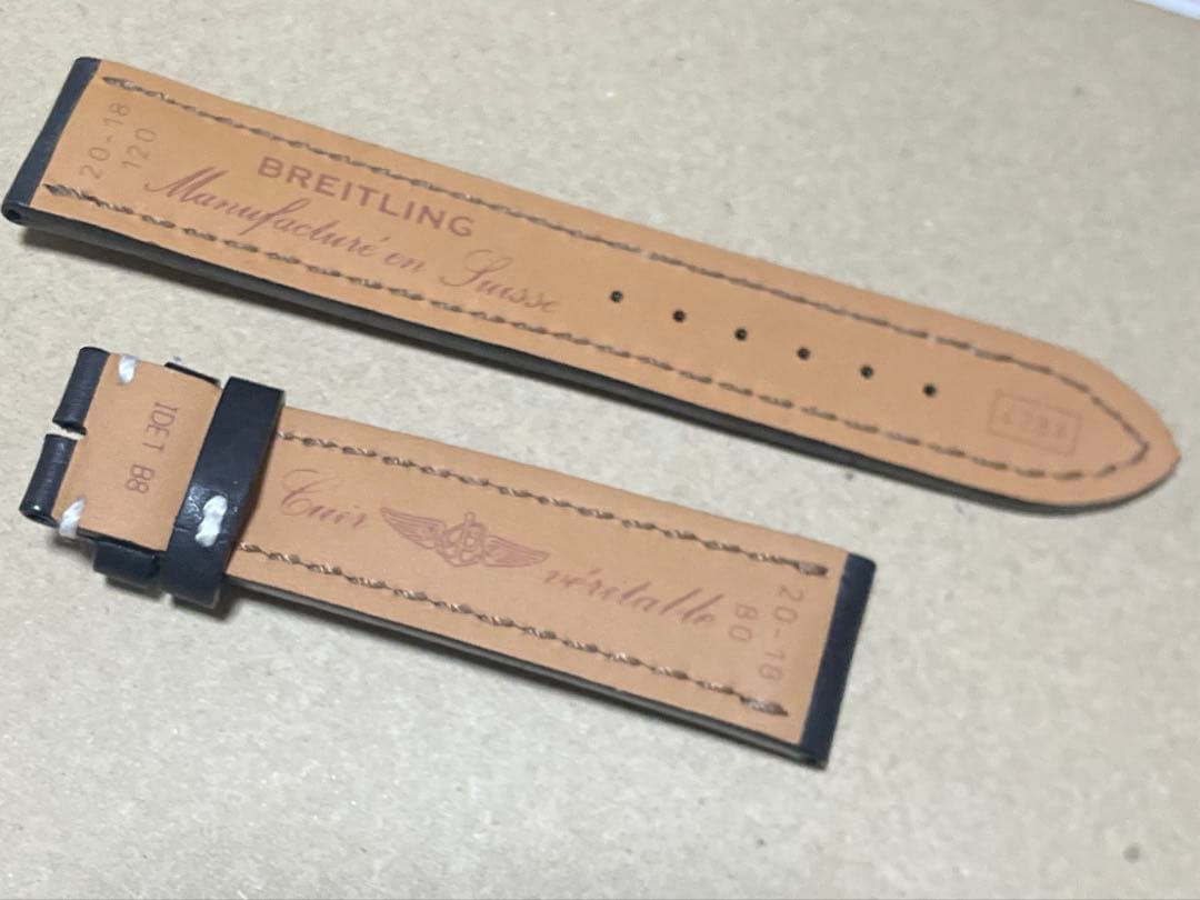 ブライトリング　皮ベルト　20-18 黒　ラス1