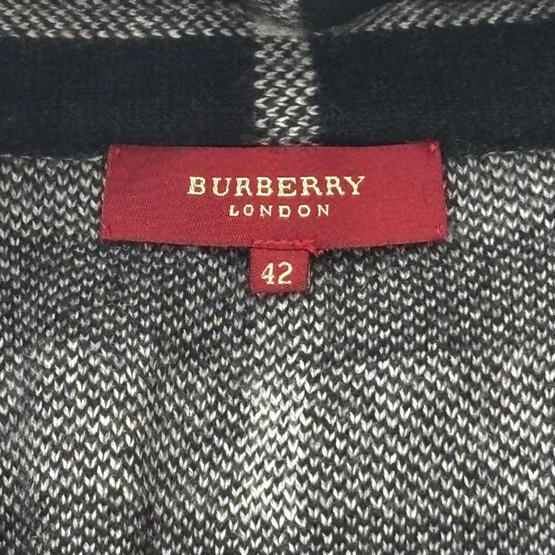 美品✨希少デザイン　バーバリーロンドン　ニットコート　カシミヤ混　メガチェック