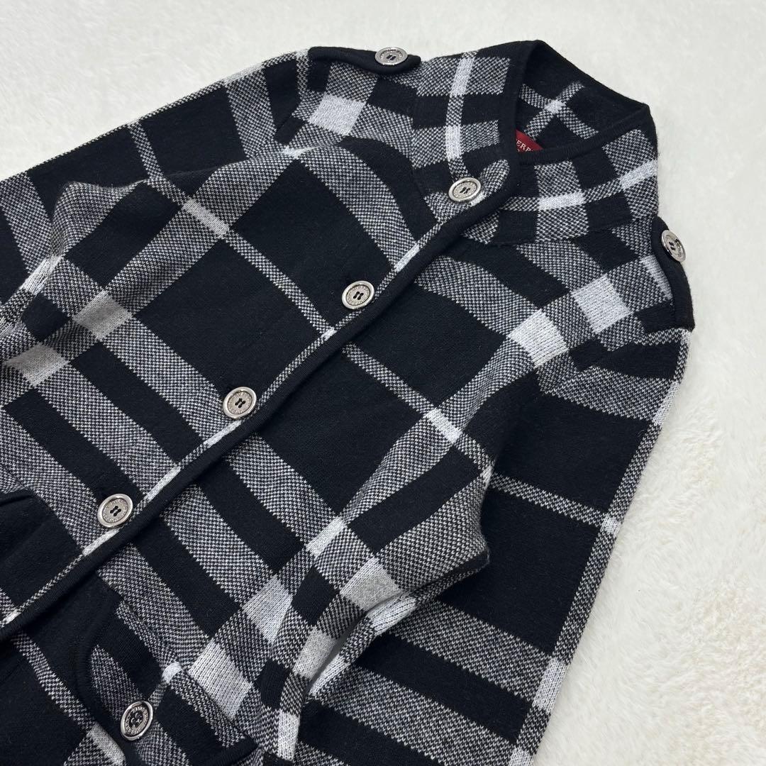 美品✨希少デザイン　バーバリーロンドン　ニットコート　カシミヤ混　メガチェック