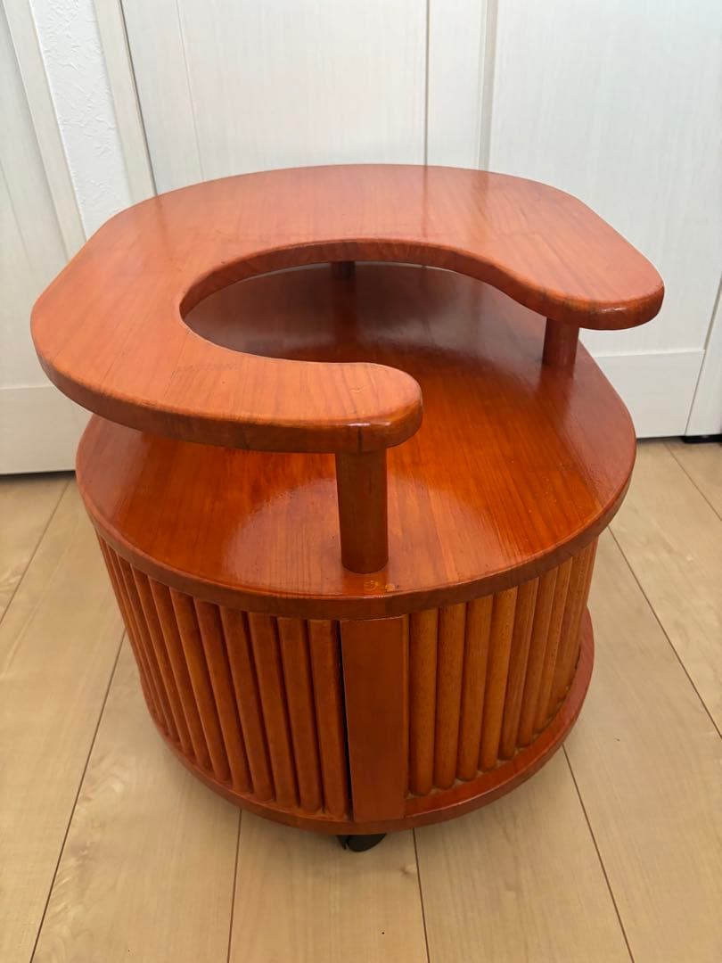 【希少】日光杉並木デザイン 木製ポットワゴン