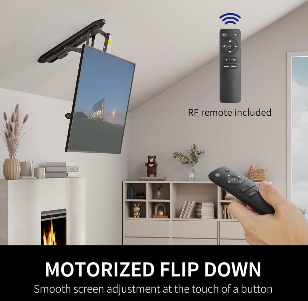 寝室やリビングに。電動折りたたみ式テレビスタンド 32-70インチ