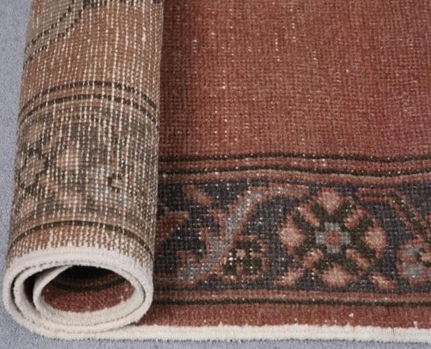 トルコ ヴィンテージラグ A4 レア ローズピンク グレージュ ブルー グレー